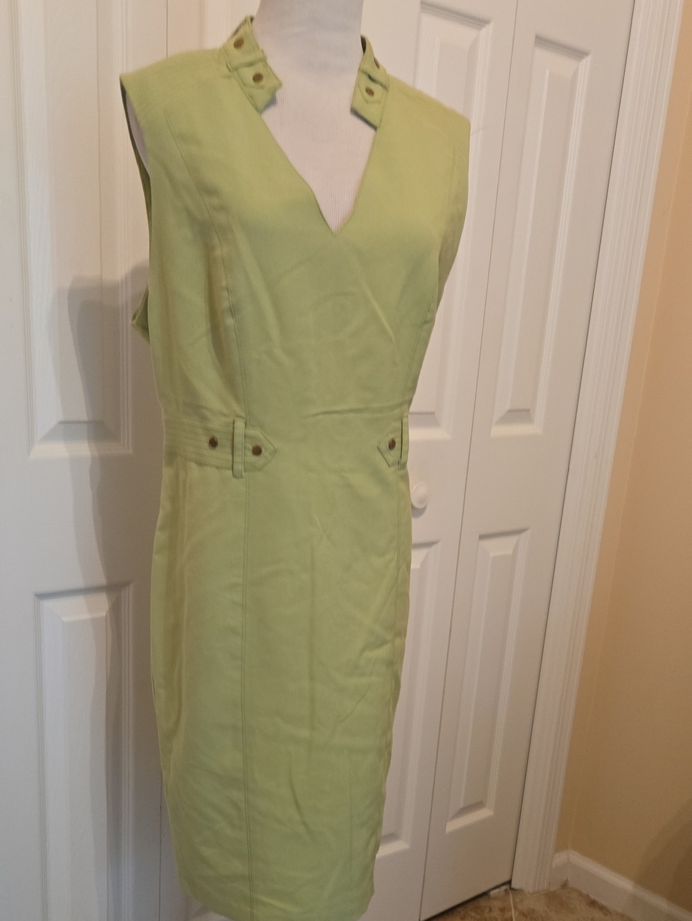 NWT SHARAGANO SZ 14 Sleeveless Green Sheath Dress